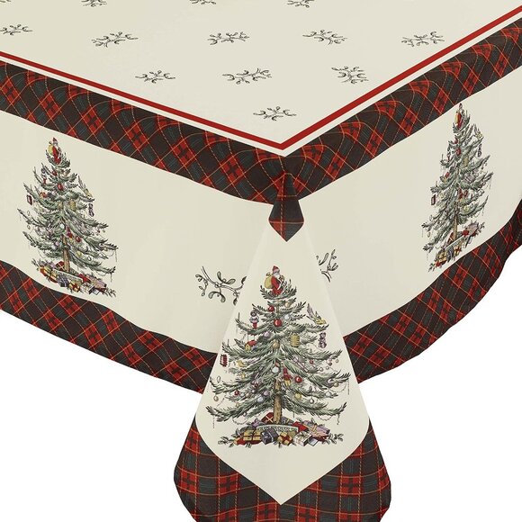 60x120 Holiday Tablecloth, Polyester, Machine Washable, Festive Decor - Picture 1 of 3